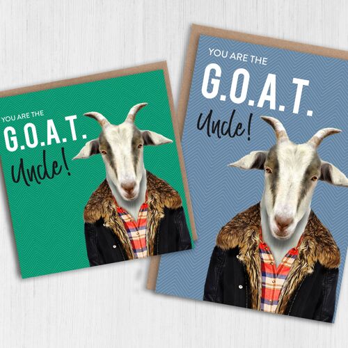 Goat birthday card - Greatest of all time (G.O.A.T.) Uncle (Animalyser)