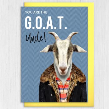 Carte d'anniversaire de chèvre - Le plus grand de tous les temps (G.O.A.T.) Oncle (Animalyser) 3
