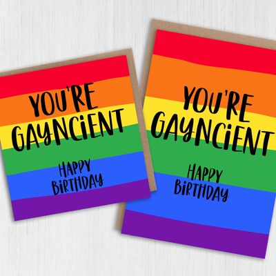 Carte d'anniversaire drôle LGBTQ + - Vous êtes gayncient
