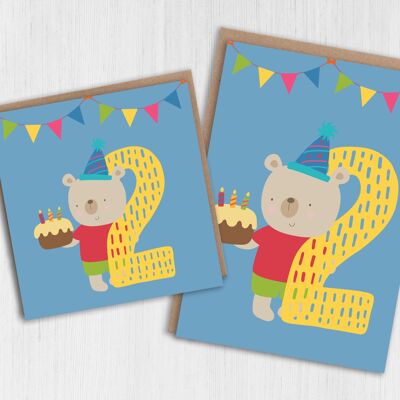 Animal du zoo, carte d'anniversaire pour enfant 2e anniversaire de l'ours koala