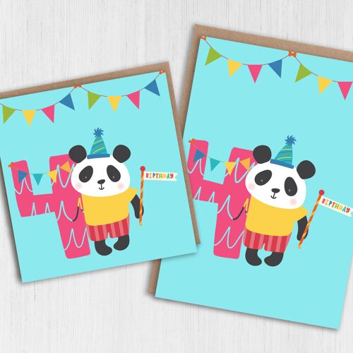 Zoo animal, panda 4th birthday child's birthday card