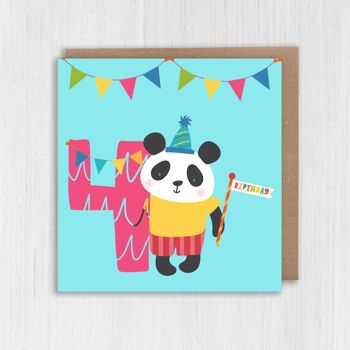 Animal du zoo, carte d'anniversaire pour enfant panda 4e anniversaire 2