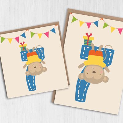 Animal du zoo, carte d'anniversaire pour enfant singe 7e anniversaire