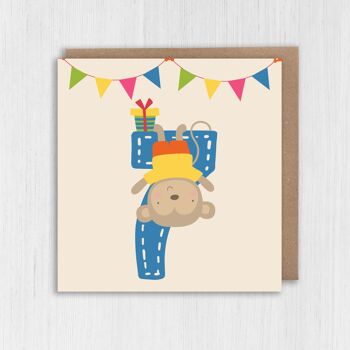 Animal du zoo, carte d'anniversaire pour enfant singe 7e anniversaire 2