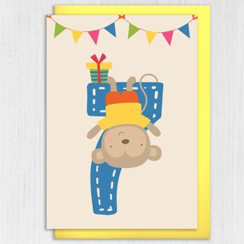 Animal du zoo, carte d'anniversaire pour enfant singe 7e anniversaire 3