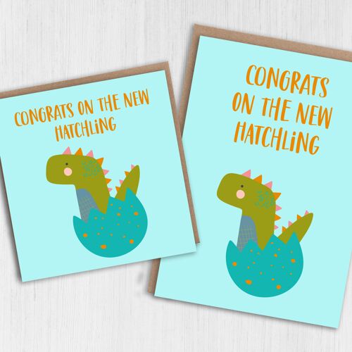 Dinosaur new baby card - Congrats on the new hatchling
