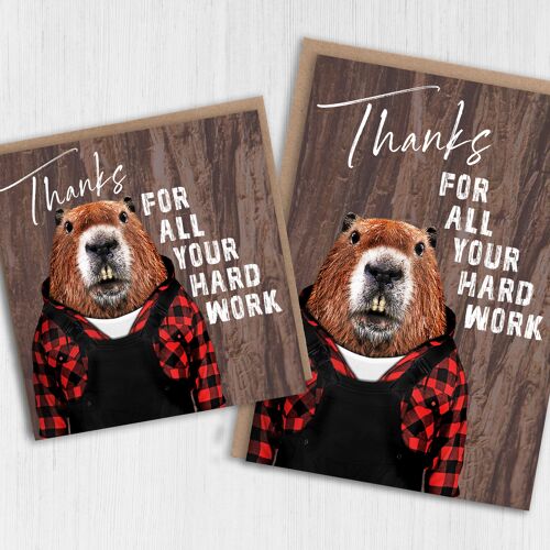 Beaver thank you card - Thanks for all your hard work (Animalyser)