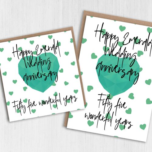 55th anniversary card - Emerald - Fifty five wonderful years