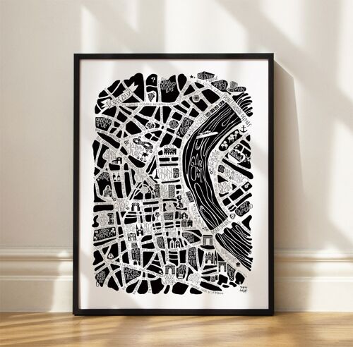 Poster plan de ville  -  Bordeaux  -  city map 50x70cm