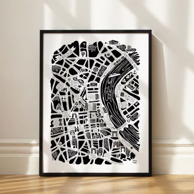 Poster con mappa della città - Bordeaux - mappa della città 50x70 cm