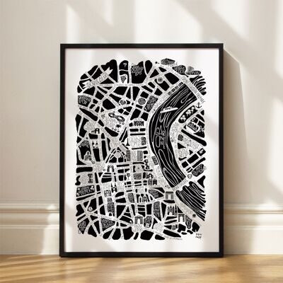 Poster con mappa della città - Bordeaux - mappa della città 50x70 cm