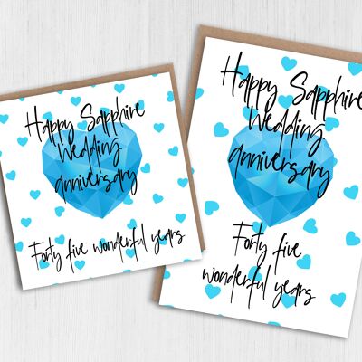45th anniversary card - Sapphire - Forty five wonderful years