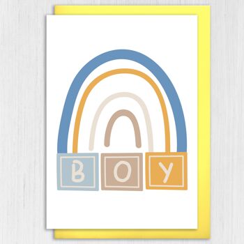 Carte nouveau bébé garçon - Blocs jouets arc-en-ciel 3