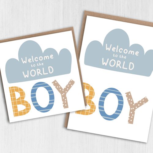 New baby boy card - Welcome to the world