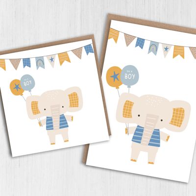 New baby boy elephant card - It's a boy