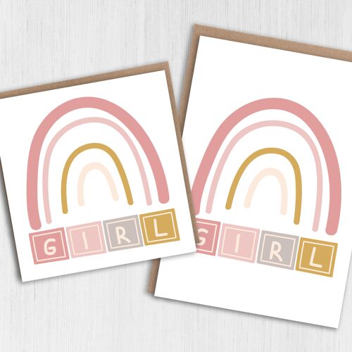 New baby girl card - Rainbow toy blocks