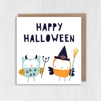 Carte d'Halloween - Truc ou traiteur de hibou 2