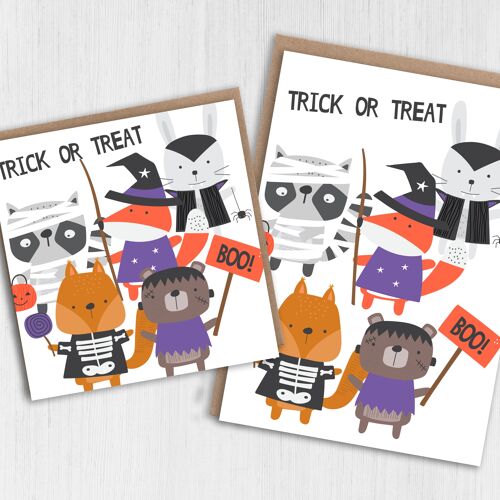 Halloween card - Woodland trick or treaters