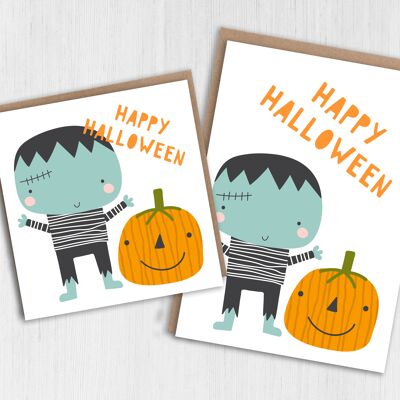 Halloween card - Zombie pumpkin