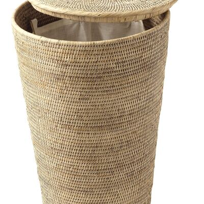 Laundry basket lined in white limed rattan