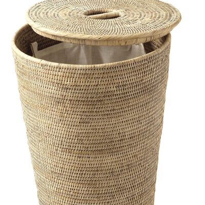 Laundry basket lined in white limed rattan