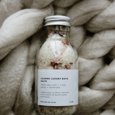 Calming Luxury Bath Salts - 100g (Clear Glass Bottle)
