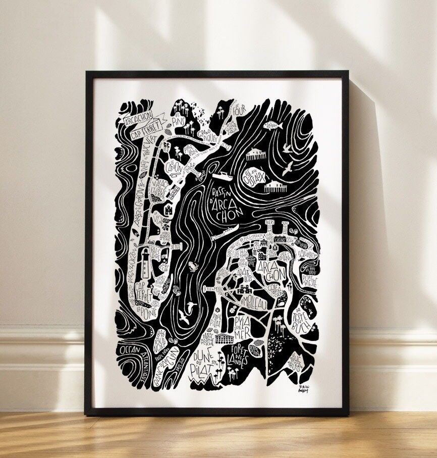 POSTER mappa della città - BASSIN D ARCACHON - mappa della città Poster di viaggio