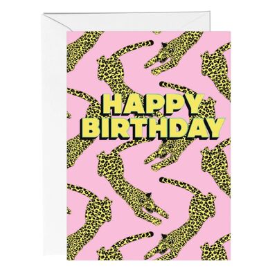 Happy Birthday Leopard Greetings Card