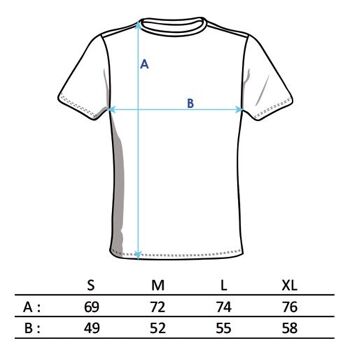T-shirt unisexe TEMPS MORT gris bleuté en coton biologique sérigraphié à la main 3