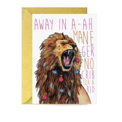 Caroling Cats Lion Christmas Card