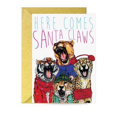 Caroling Cats 'Santa Claws' Christmas Card