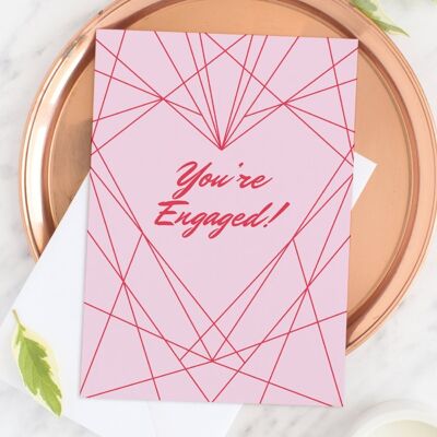 Geometric Heart Engagement Greeting Card
