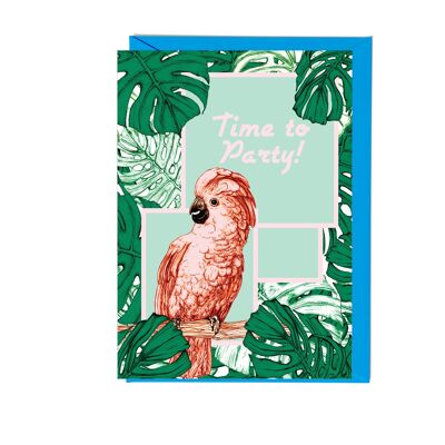 Time To Party Tropical Cockatoo Greeting Card