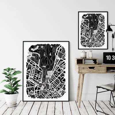 POSTER mappa della città - LA ROCHELLE - mappa della città 50x70cm