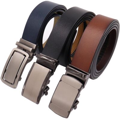 10 pieces automatic belts - Leather- black, brown and blue