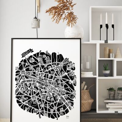 POSTER plan de ville -  PARIS -  city map 50x70cm