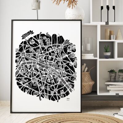 POSTER mappa della città - PARIGI - mappa della città 50x70 cm