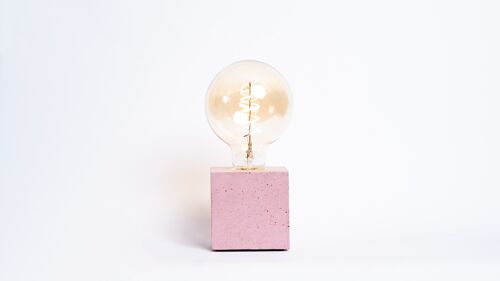 Lampe cube béton rose