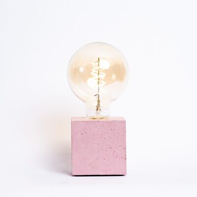 Lampe cube béton rose