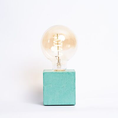 Lampe cube béton turquoise