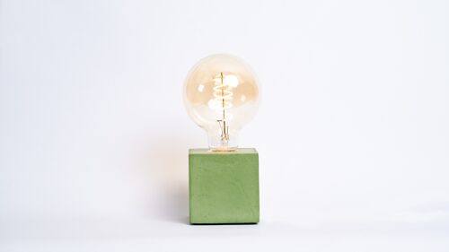Lampe cube béton vert