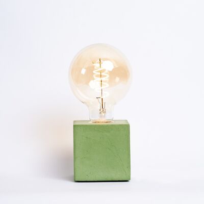 Lampe cube béton vert
