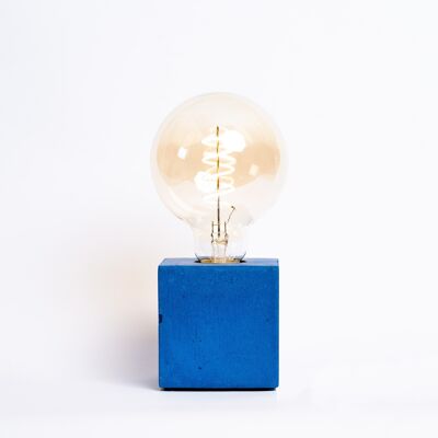 Lampe cube béton bleu pétrole