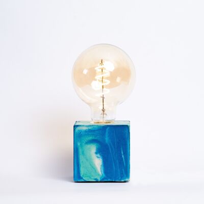 TURQUOISE AND BLUE TIE & DYE CONCRETE LAMP