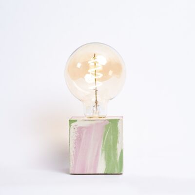 GREEN AND PINK TIE & DYE CONCRETE LAMP