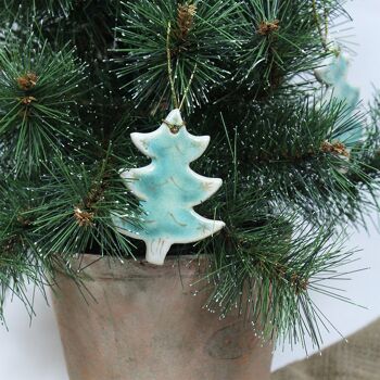 Décoration suspendue en céramique faite à la main d'arbre de Noël 4