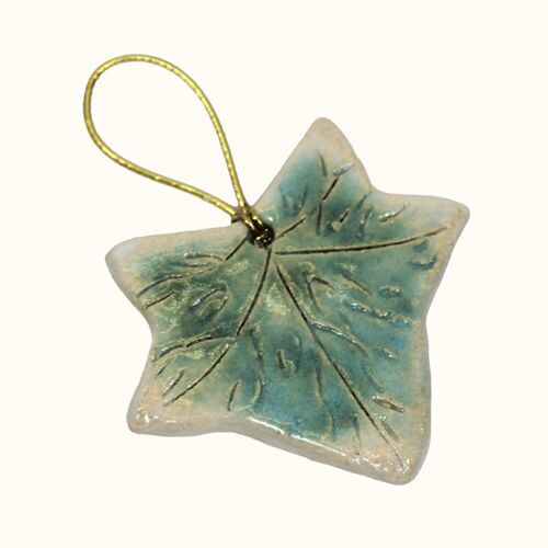 Green Ivy Leaf Handmade Ceramic Christmas Tree Decoration