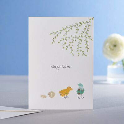 Cartolina di Pasqua con pulcini e uova
