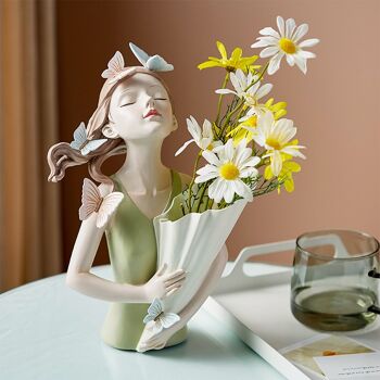 Vase - Vase à fleurs Lucie - Ensemble - Jardinière - Figurine décorative en résine 2