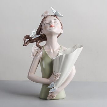 Vase - Vase à fleurs Lucie - Ensemble - Jardinière - Figurine décorative en résine 3
